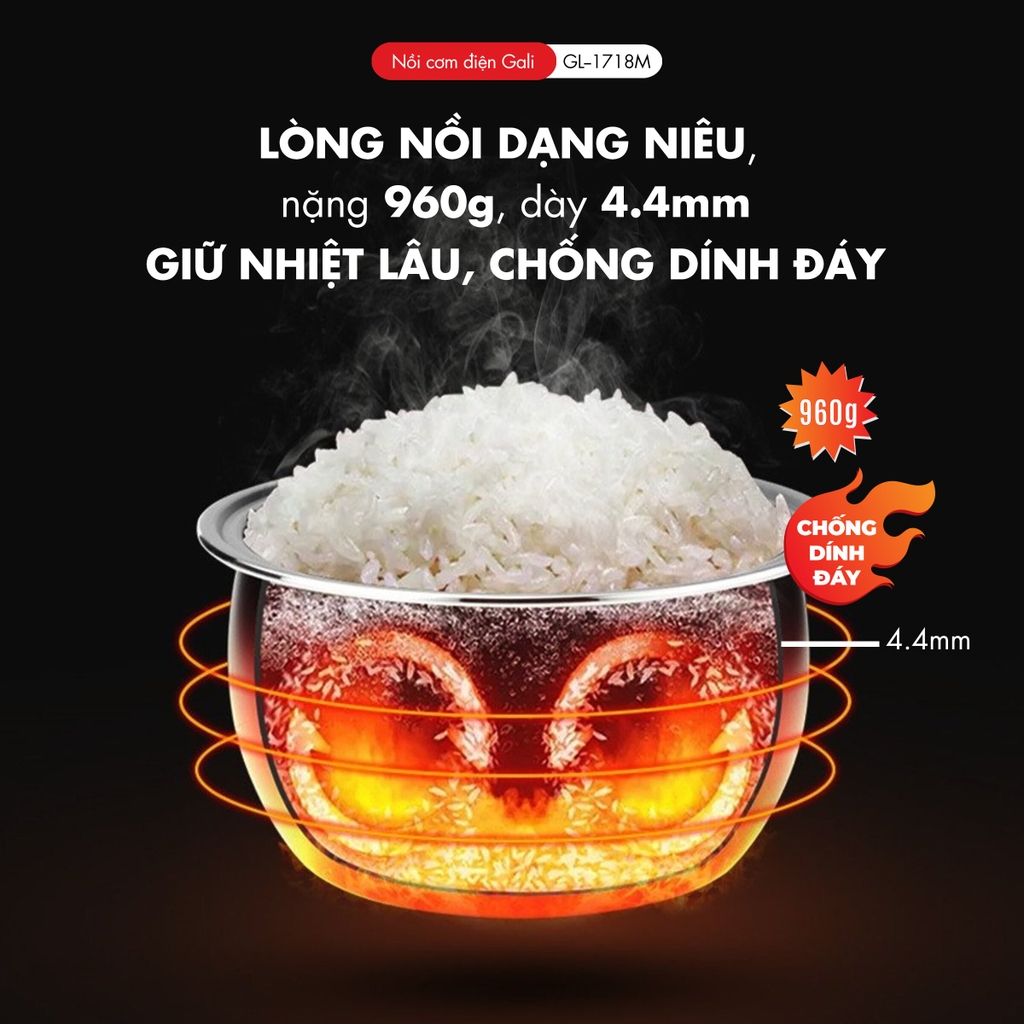 Nồi cơm điện 1718M - 1.8 Lít - Bảo hành 2 năm