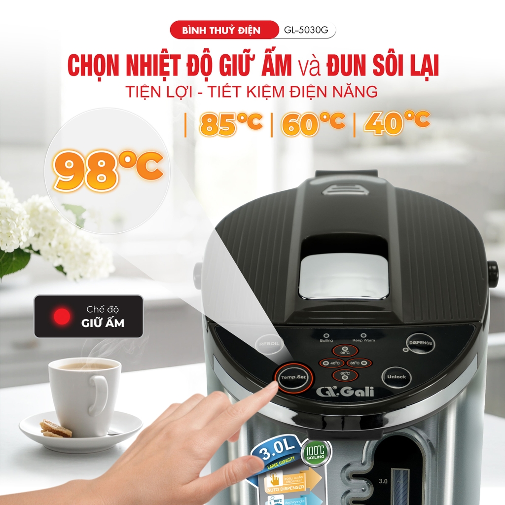 Bình thủy điện 5030G - 3 Lít - Bảo hành 2 năm