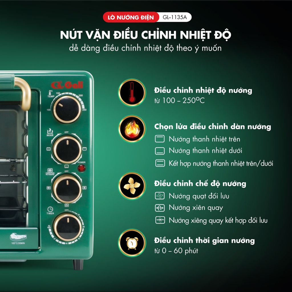 Lò nướng thùng 1135A - 35 Lít - Bảo hành 1 năm