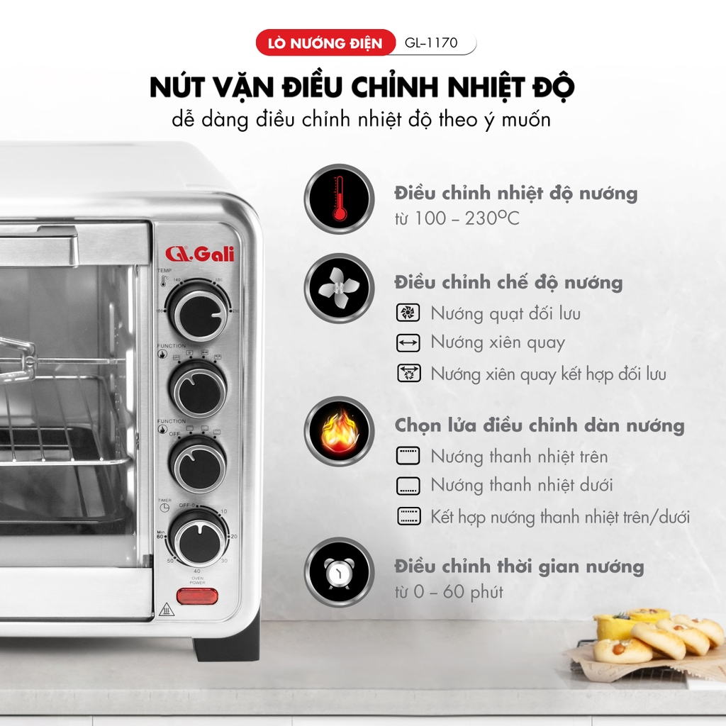 Lò nướng điện 1170 - 70 Lít - Bảo hành 1 năm