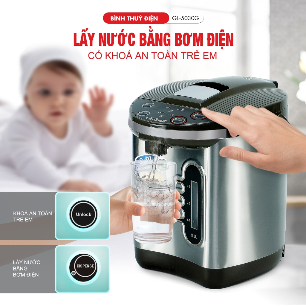 Bình thủy điện 5030G - 3 Lít - Bảo hành 2 năm