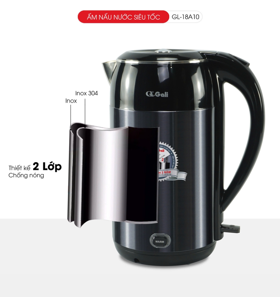 Ấm siêu tốc giữ ấm 18A10 - 2.2 Lít - Bảo hành 2 năm