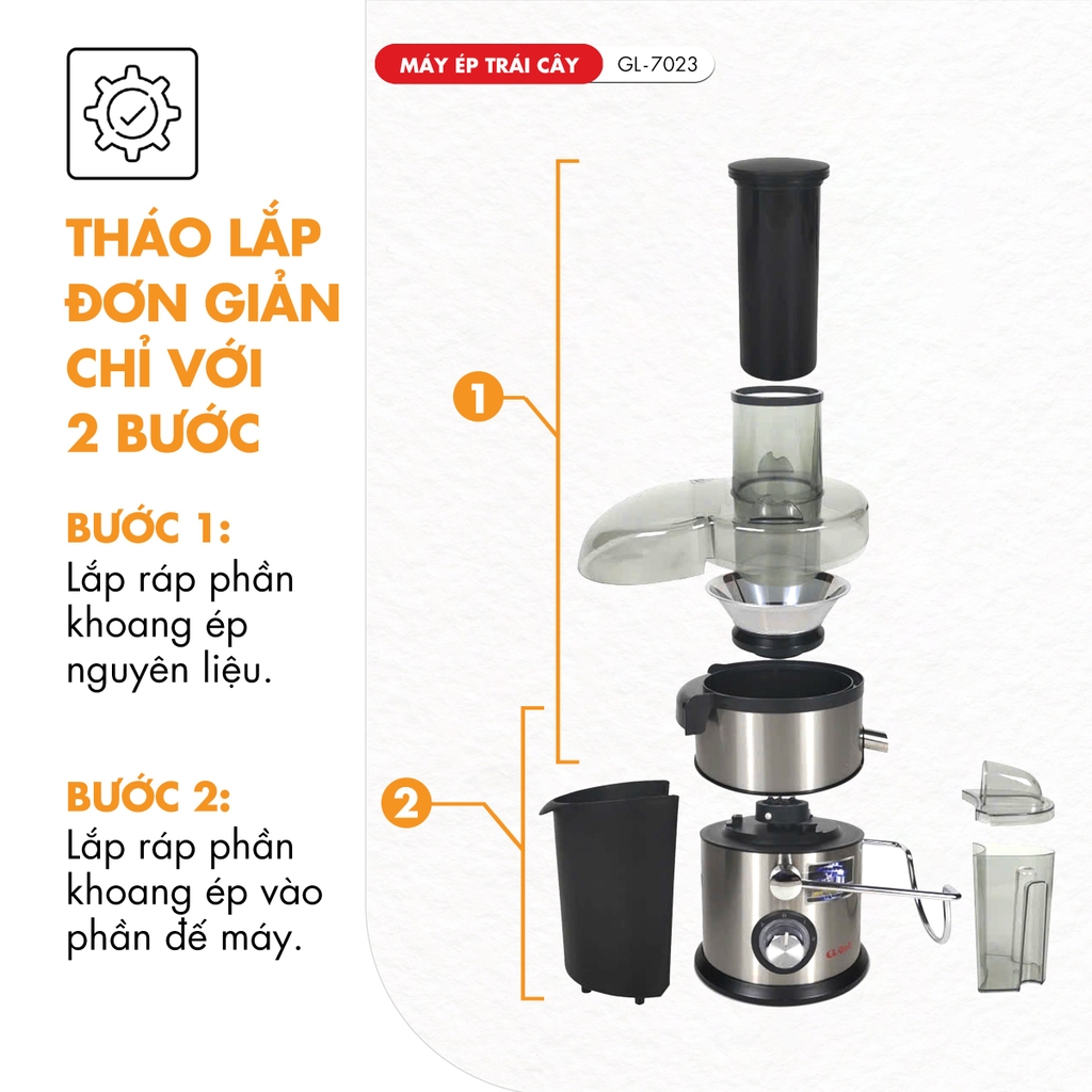 Máy ép trái cây 7023 - Công suất 800W -  Bảo hành 1 năm