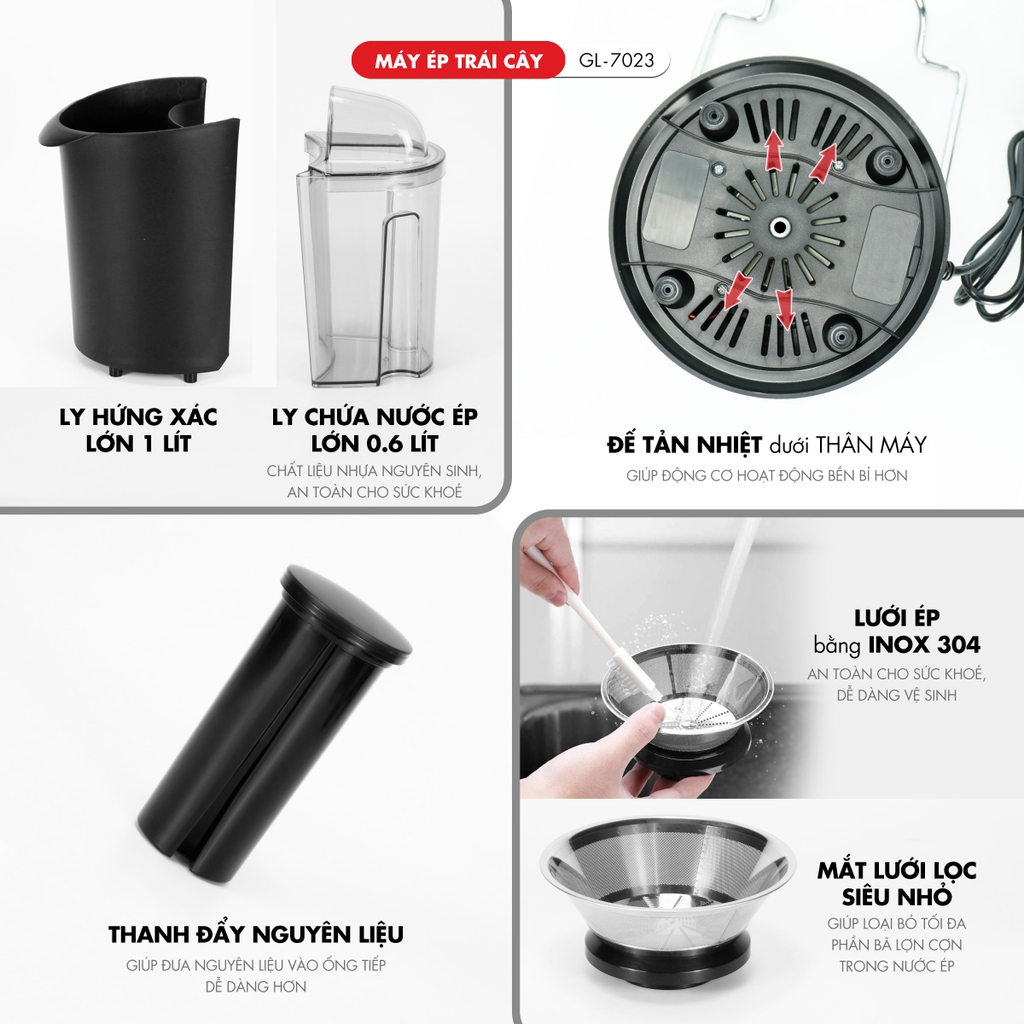 Máy ép trái cây 7023 - Công suất 800W -  Bảo hành 1 năm