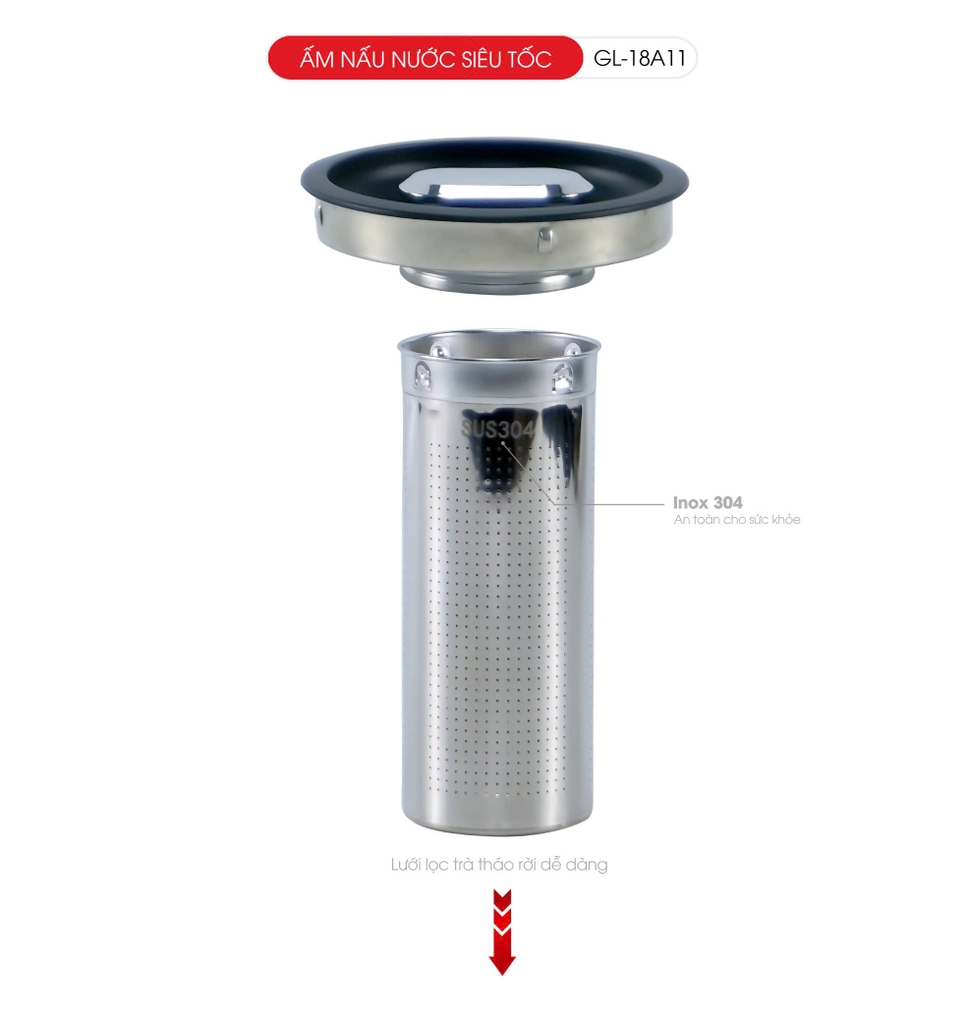 Ấm siêu tốc 18A11 - 1.7 Lít - Bảo Hành 2 năm