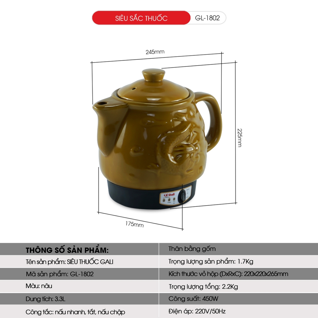 Siêu sắc thuốc 1802 - 3.3 Lít - Bảo hành 2 năm