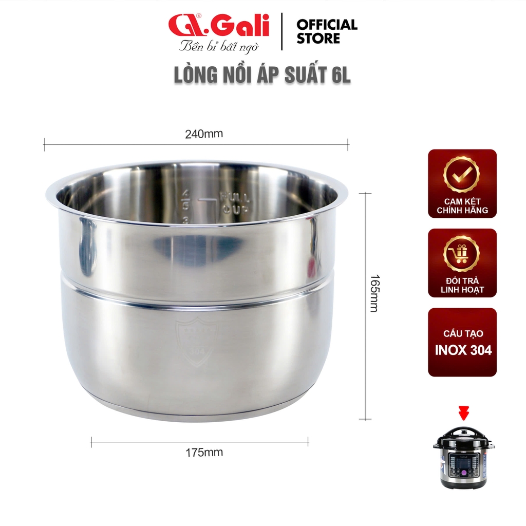 Lòng nồi áp suất INOX 1606R - 6 Lít
