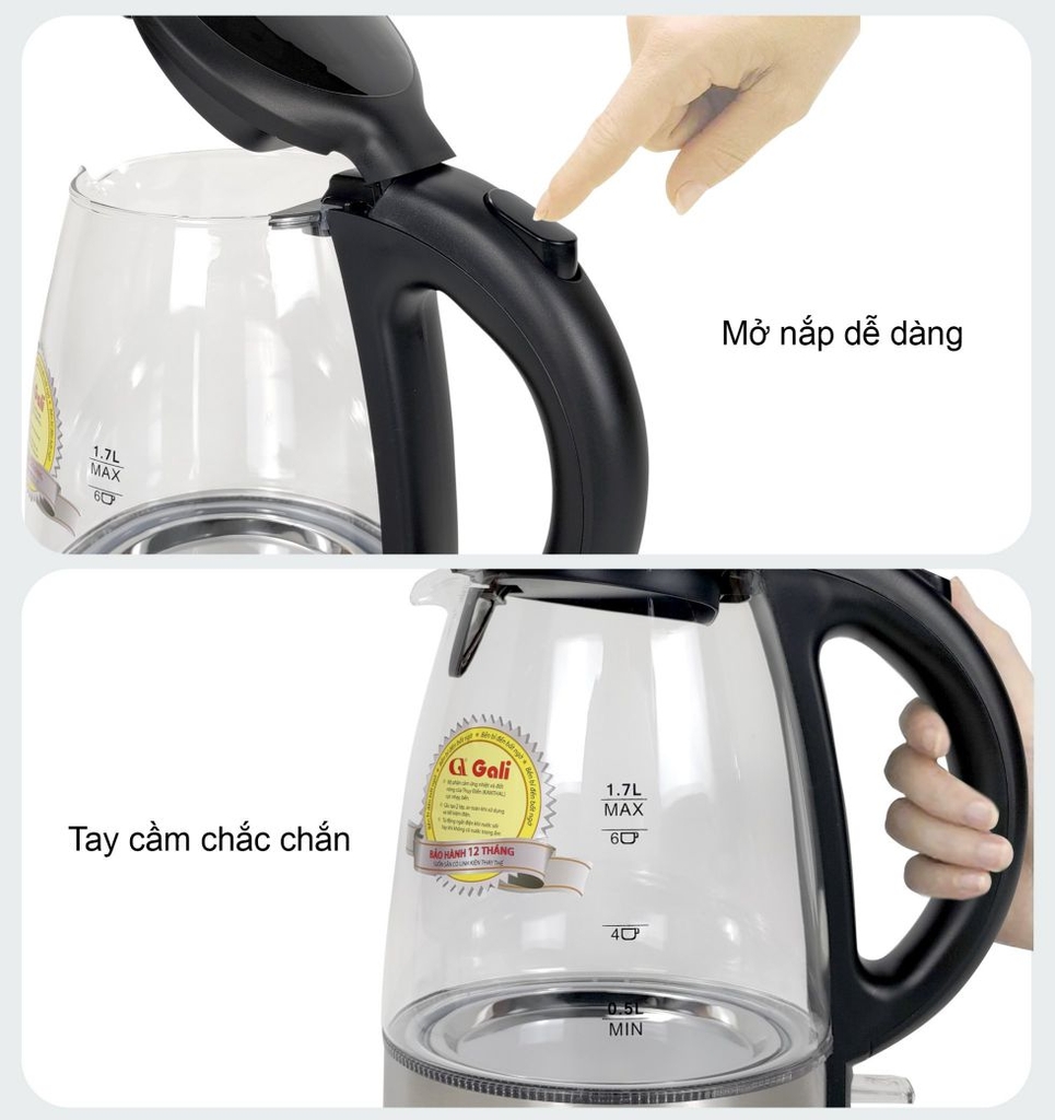 Ấm siêu tốc 0017T - 1.7 Lít - Bảo hành 1 năm