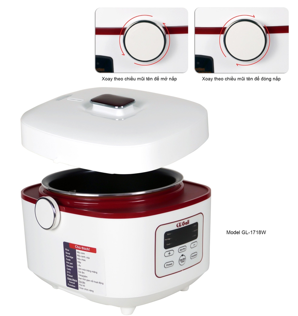 Nồi cơm điện 1718W - 1.8 Lít - Bảo hành 2 năm