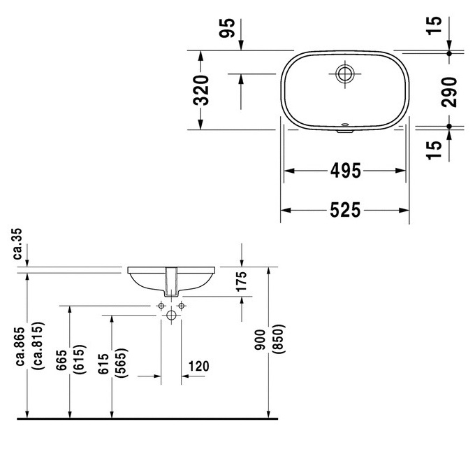 Chậu Lavabo âm bàn Duravit D-CORE Undercounter Basin | 0338490000
