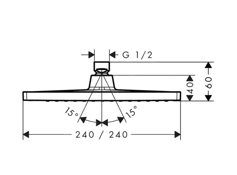 Sen tắm âm tường màu đen mờ nhập khẩu Đức Hansgrohe Crometta E Overhead Shower 240 1jet - Matt Black | 26726670