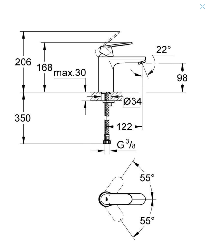 Vòi Lavabo nóng lạnh Grohe Eurosmart Cosmopolitan, mạ crôm | 23327000