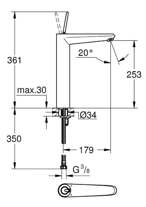 Vòi rửa mặt Lavabo Grohe Eurodisc Joy | 23428000