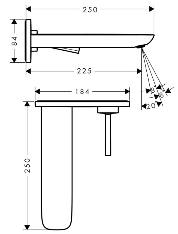 Vòi lavabo âm tường Hansgrohe | 15085400+13622180