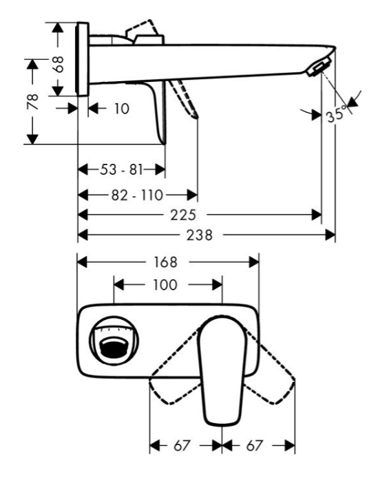 Vòi lavabo âm tường Hansgrohe | 71734000+13622180