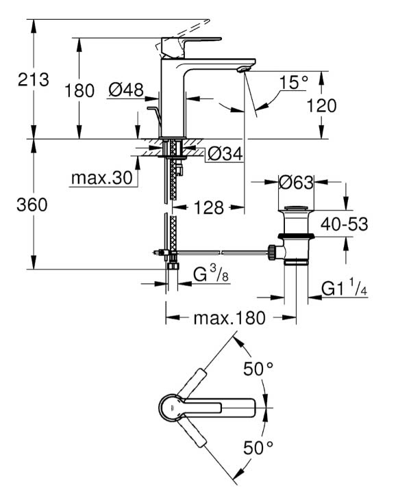 Vòi Lavabo thấp nóng lạnh Grohe Lineare S-Size | 32114001