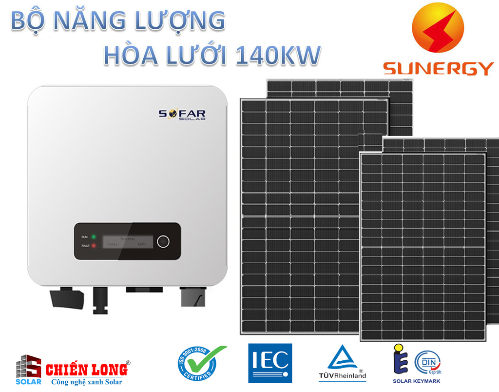 Báo giá điện năng lượng mặt trời 140.4KW hòa lưới | Rẻ hơn thi trường