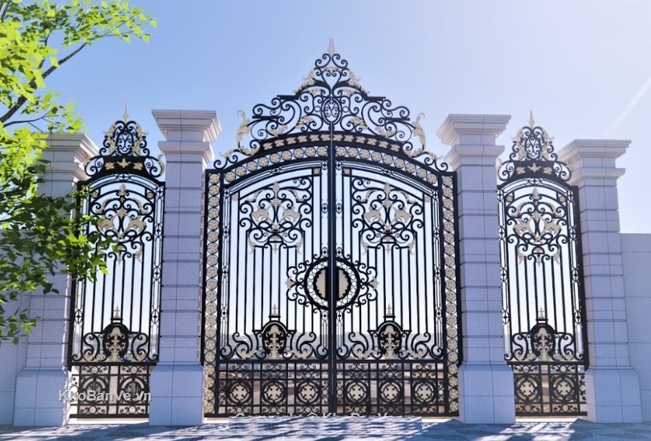 Cổng sắt mỹ thuật tân cổ điển cho biệt thự - Thiết kế theo phong cách Châu Âu