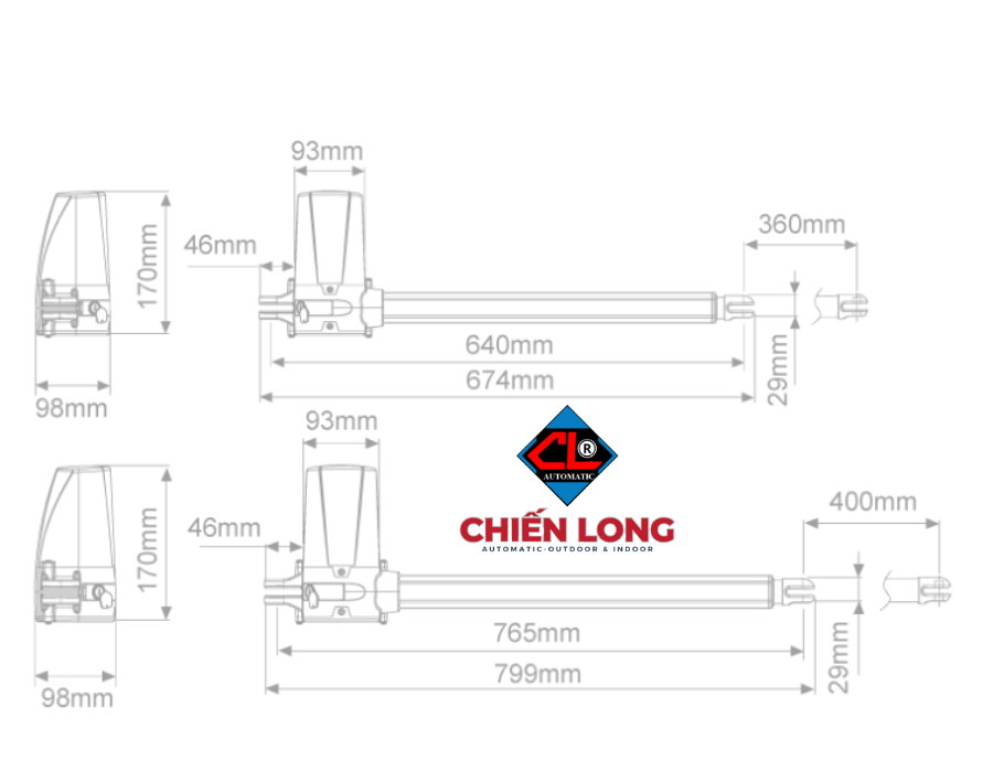 Motor cánh tay đòn cổng tự động Powertech PW150