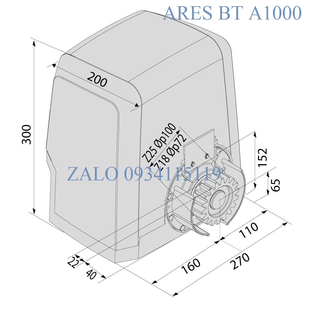 Motor cổng tự động Trượt Lùa ARES A1000 BT | Made in Italy