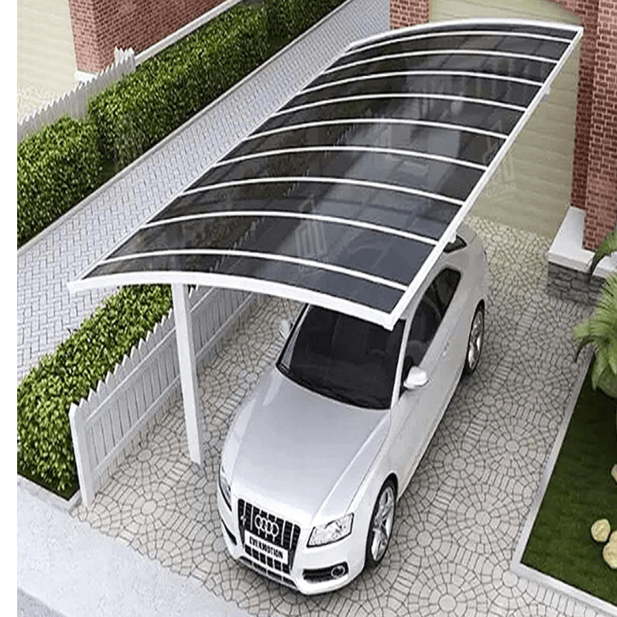 Mái che nhà xe ô tô hợp kim nhôm hình chữ L, Tấm cường lực Polycarbonate chống UV