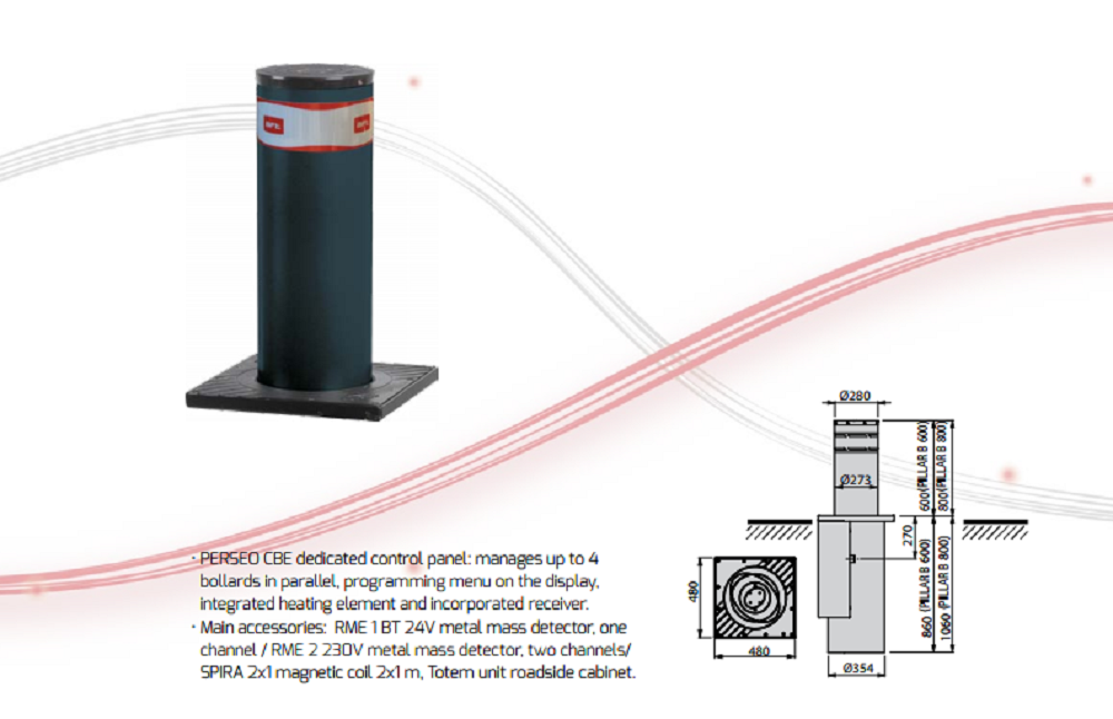 Cột chắn xe Automatic Bollard tự động | STOPPY MBB KIT 219/700.C LI C