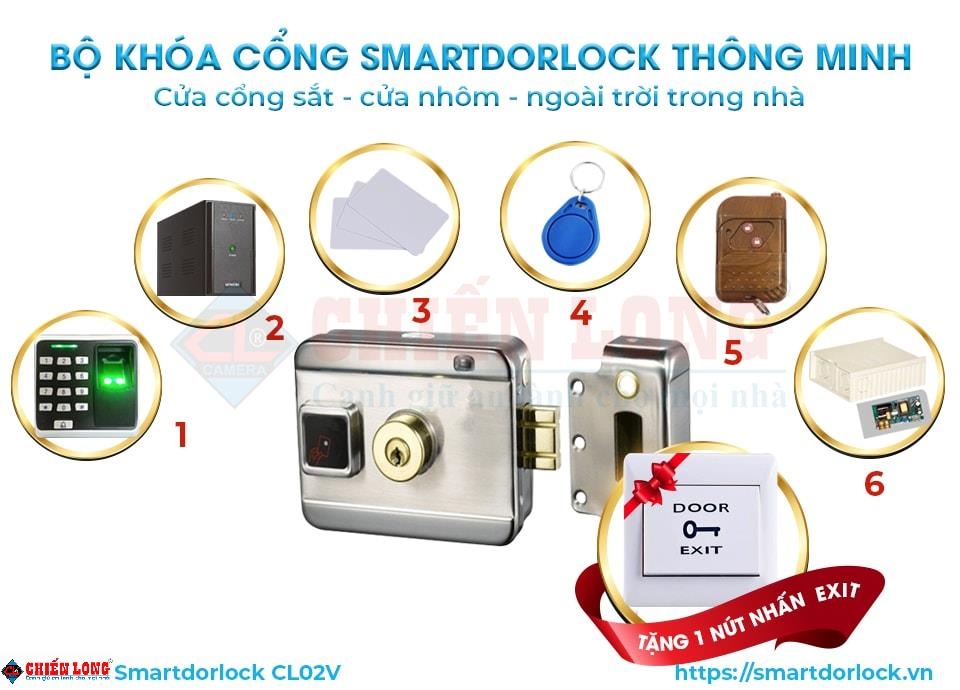 Bộ Khóa Cổng Điện Tử Thông Minh Smartdorlock CL02V