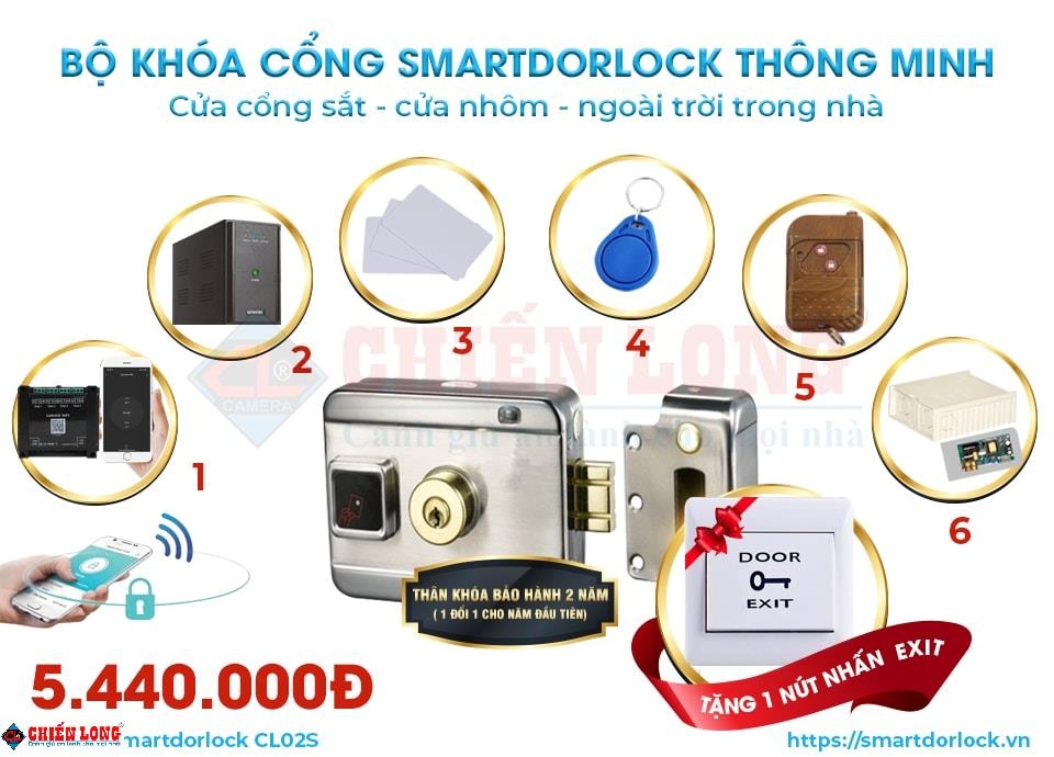 Bộ Khóa Cổng Điện Tử Thông Minh Smartdorlock CL03