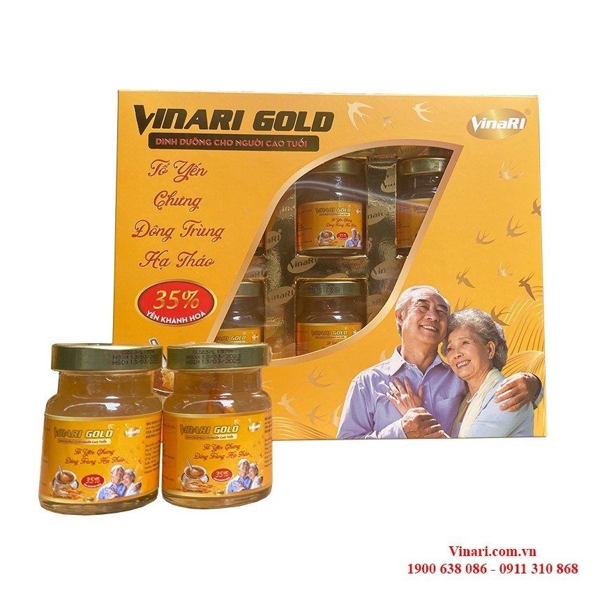 Hộp Yến Sào Chưng Sẵn Đông Trùng Hạ Thảo VinaRI Gold - Dinh Dưỡng Cho Người Cao Tuổi