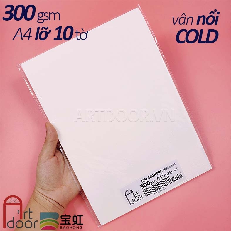 Giấy vẽ màu nước BAOHONG 100% Cotton dày 200~300gsm (vân nổi Cold)