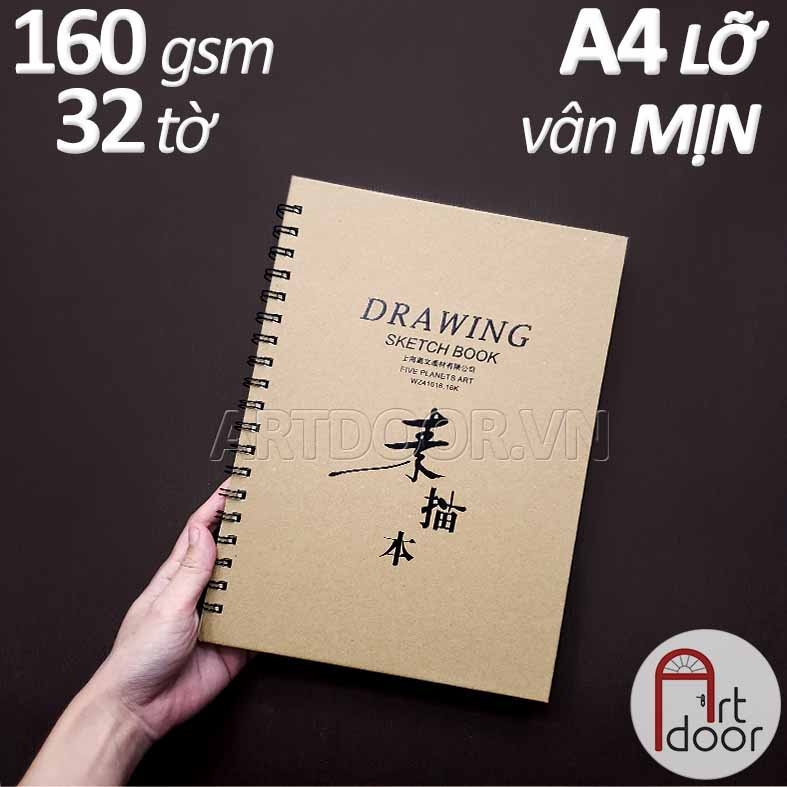 Sổ vẽ chì DRAWING Sketchbook mỏng 160gsm (vân mịn)