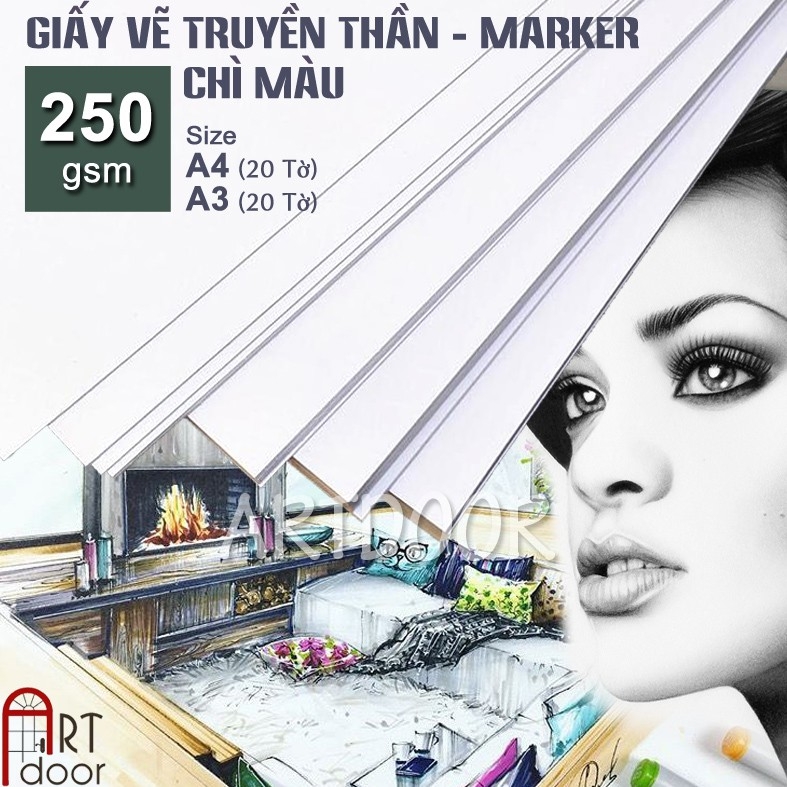 Giấy vẽ chì ROKI truyền thần, marker dày 240~250gsm (vân mịn)