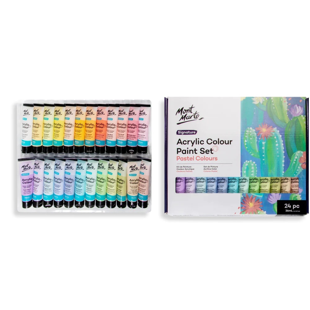 Bộ màu Acrylic MONT MARTE Nhũ/ Pastel/ Basic Tuýp 36ml (hộp giấy)