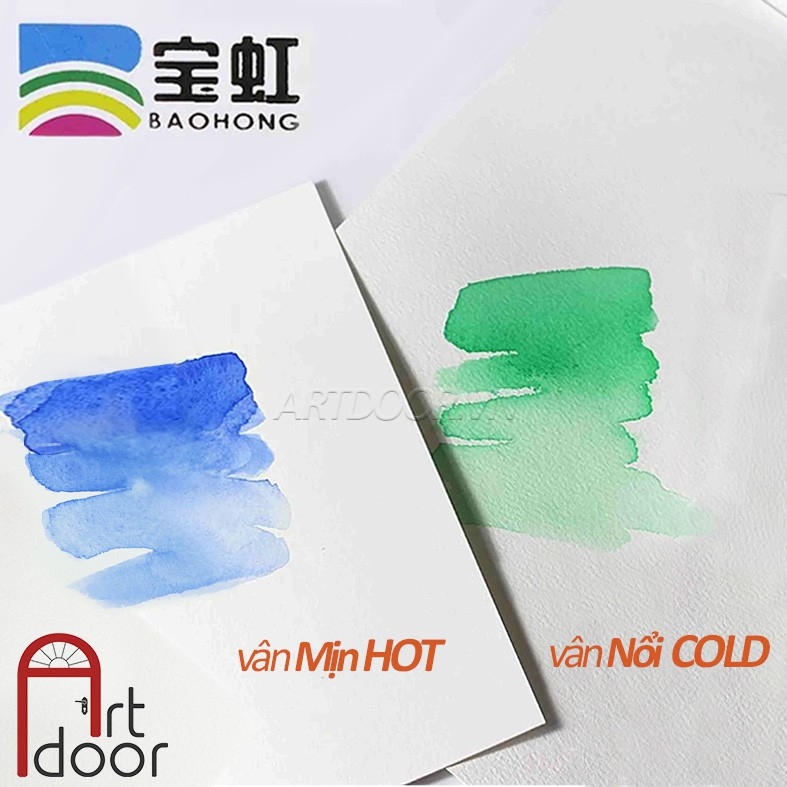 Giấy vẽ màu nước BAOHONG 100% Cotton dày 200~300gsm (vân nổi Cold)