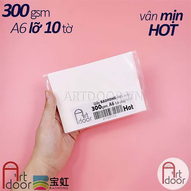 Giấy vẽ màu nước BAOHONG 100% Cotton dày 200~300gsm (vân mịn Hot)