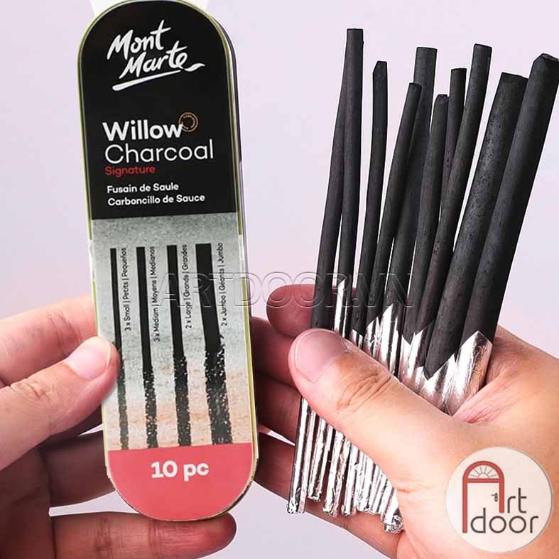 Than cành MONT MARTE Willow Charcoal 10 cây (hộp thiếc) - [xả kho]