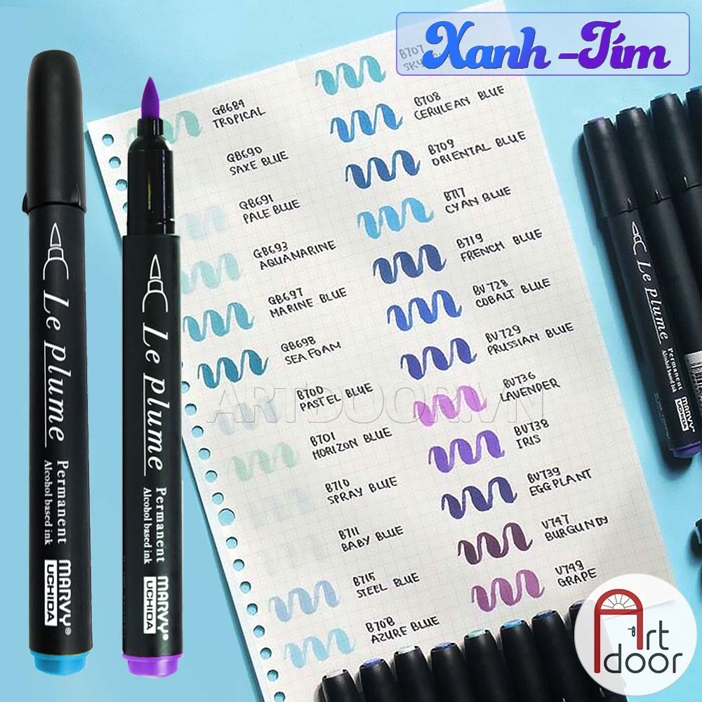 Bút Marker MARVY đầu brush mềm cây lẻ (số 610~797) - [xả kho]