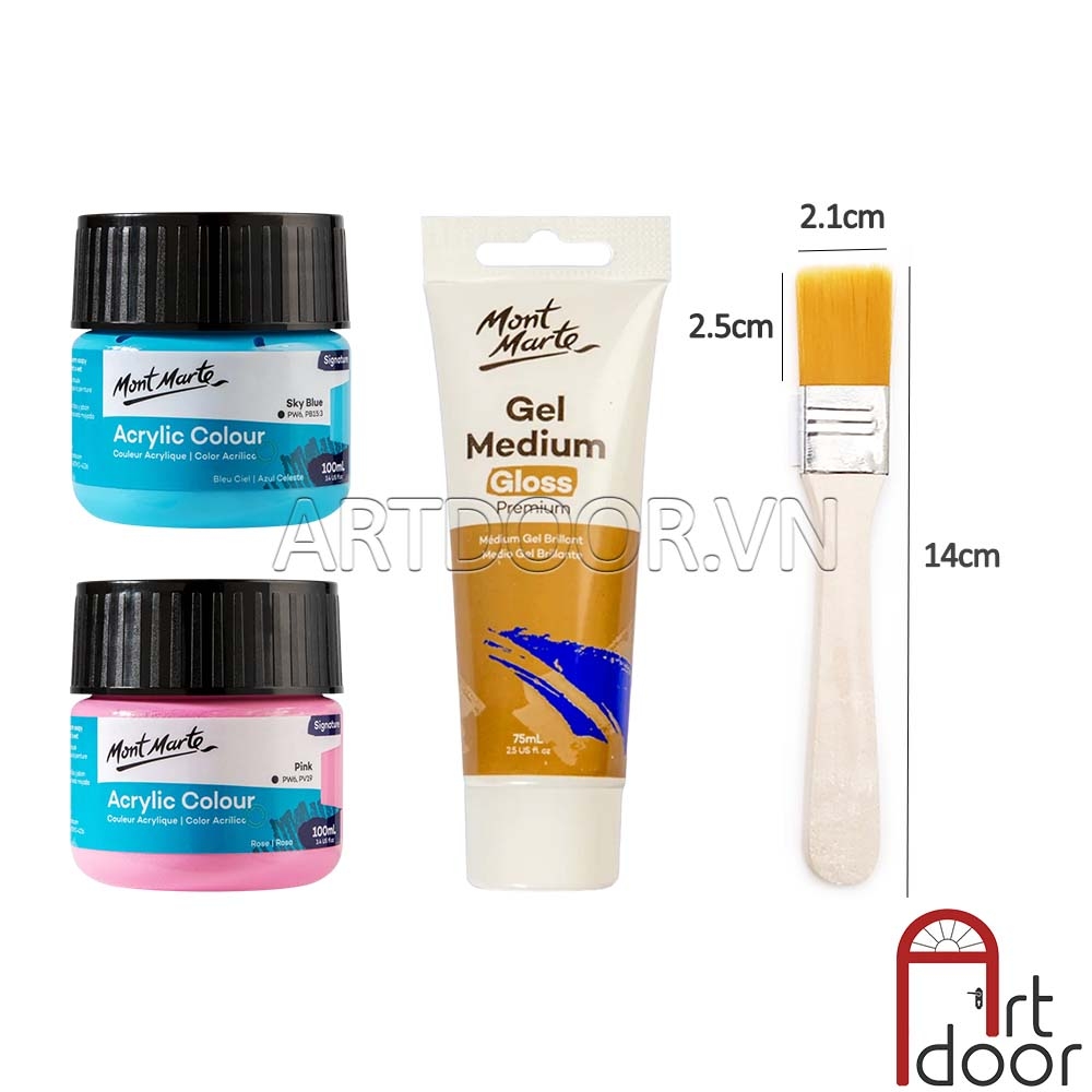 Combo vẽ áo tạo dấu ôm, dấu tay màu Acrylic MONT MARTE lâu phai (4 món) custom áo, vải, canvas