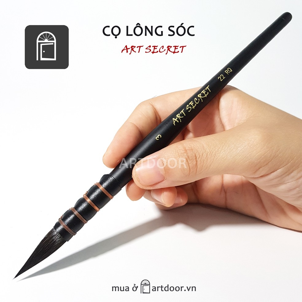 Cọ vẽ đầu Mop màu nước ART SECRET lông Sóc cán Đen (22RQ)