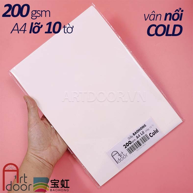 Giấy vẽ màu nước BAOHONG 100% Cotton dày 200~300gsm (vân nổi Cold)