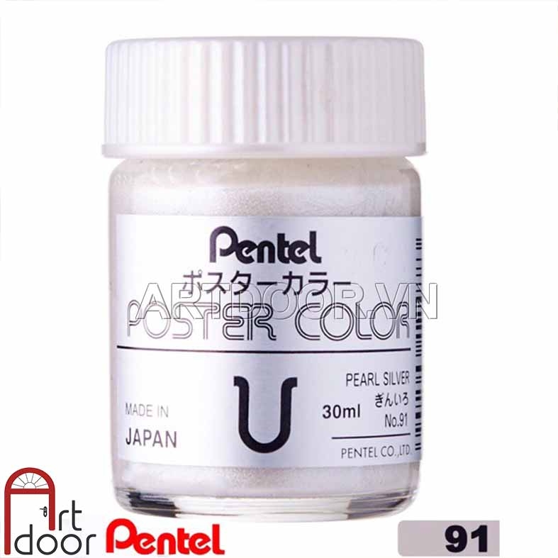 Màu vẽ Poster PENTEL Postercolor hũ lẻ 30ml (Trắng/ Vàng/ Bạc)