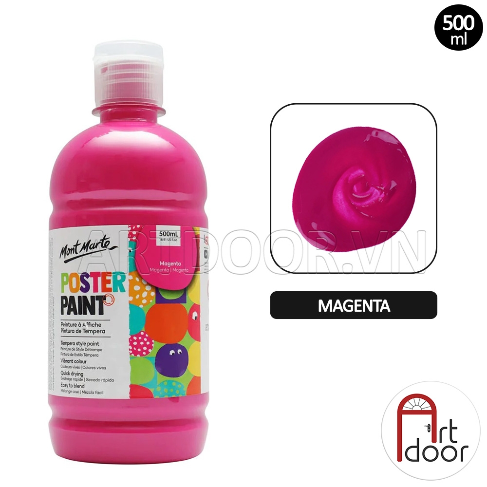 Màu vẽ Poster Paint MONT MARTE Hũ (500ml) luyện thi vẽ trang trí màu, học vẽ, tô tượng