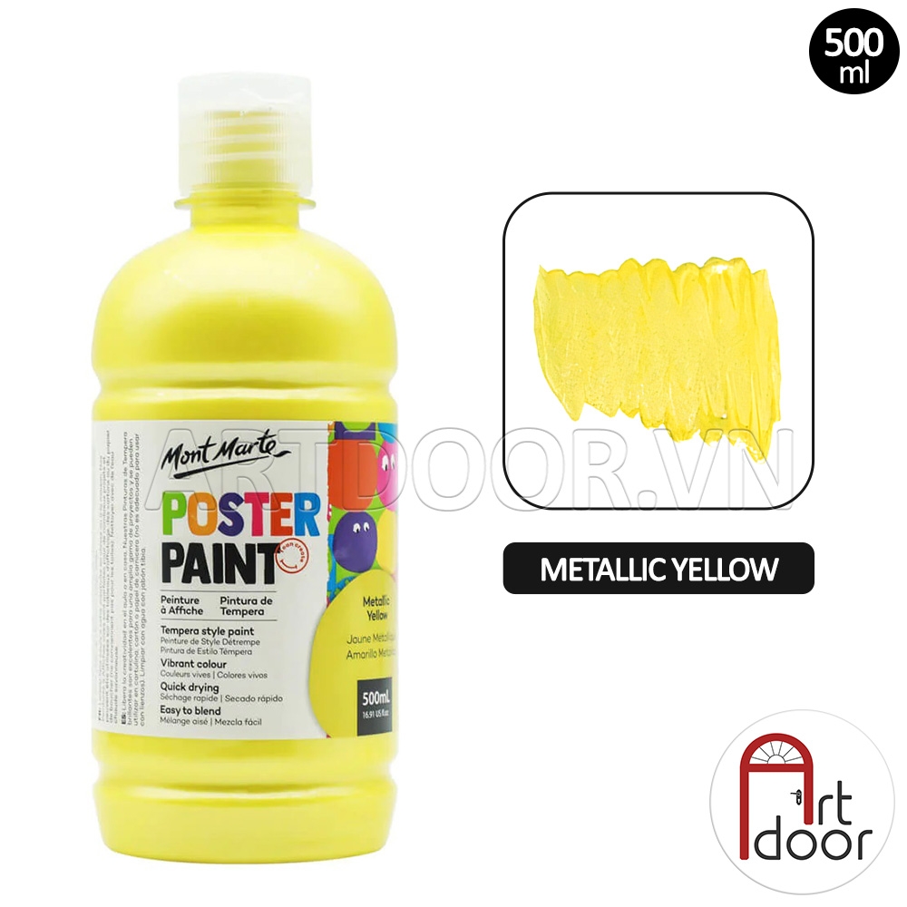 Màu vẽ Poster Paint MONT MARTE Hũ (500ml) luyện thi vẽ trang trí màu, học vẽ, tô tượng