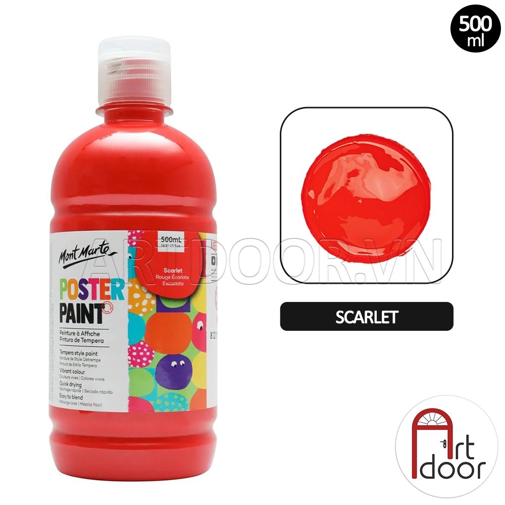 Màu vẽ Poster Paint MONT MARTE Hũ (500ml) luyện thi vẽ trang trí màu, học vẽ, tô tượng