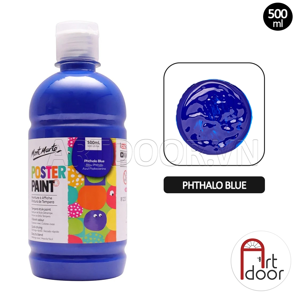 Màu vẽ Poster Paint MONT MARTE Hũ (500ml) luyện thi vẽ trang trí màu, học vẽ, tô tượng