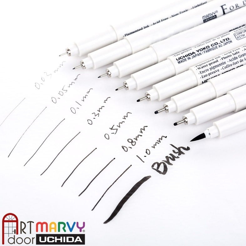 Bút line kháng nước Đen MARVY Uchida (cây lẻ)