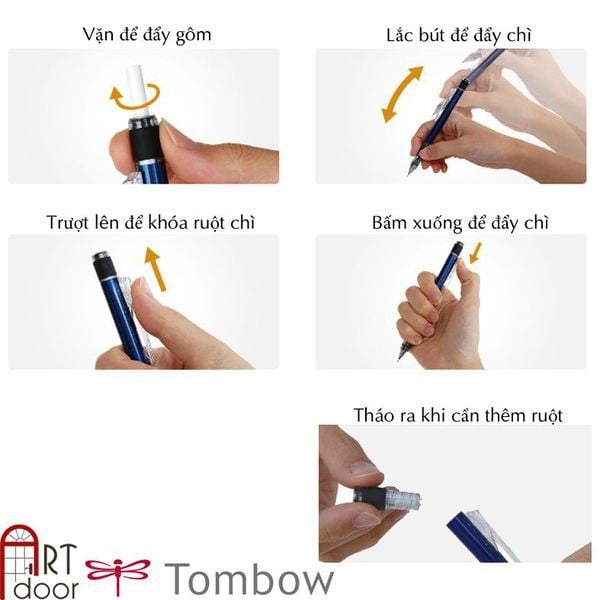 Bút chì bấm TOMBOW Mono Graph thân màu Basic (đầu 05)