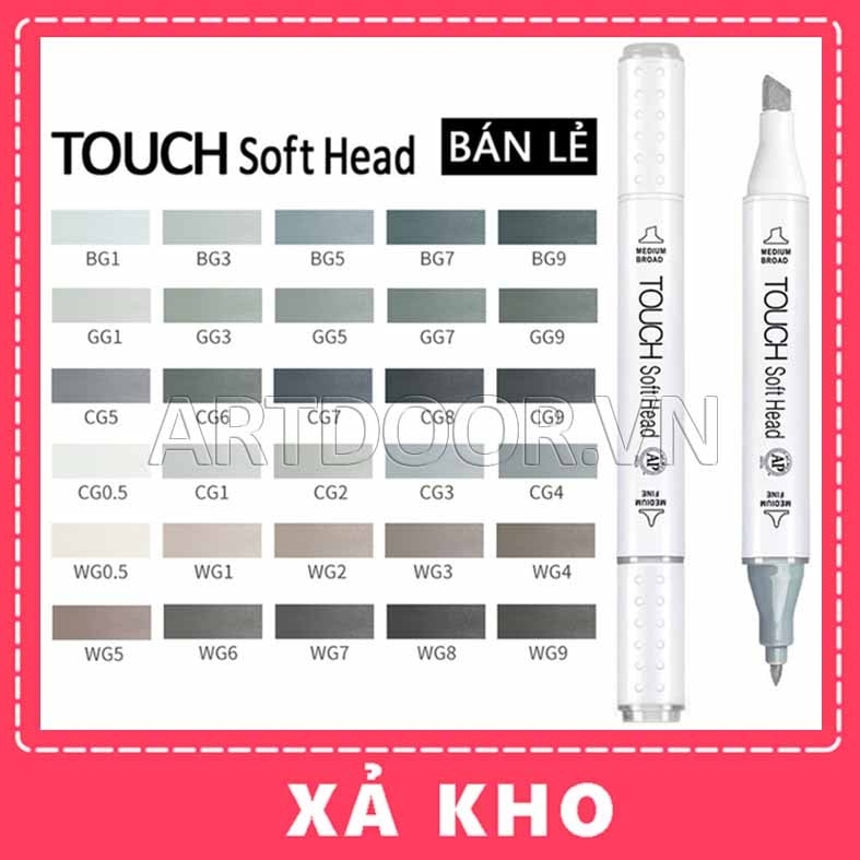 Bút Marker TOUCH SOFT HEAD hai đầu cây lẻ (full) - [xả kho]