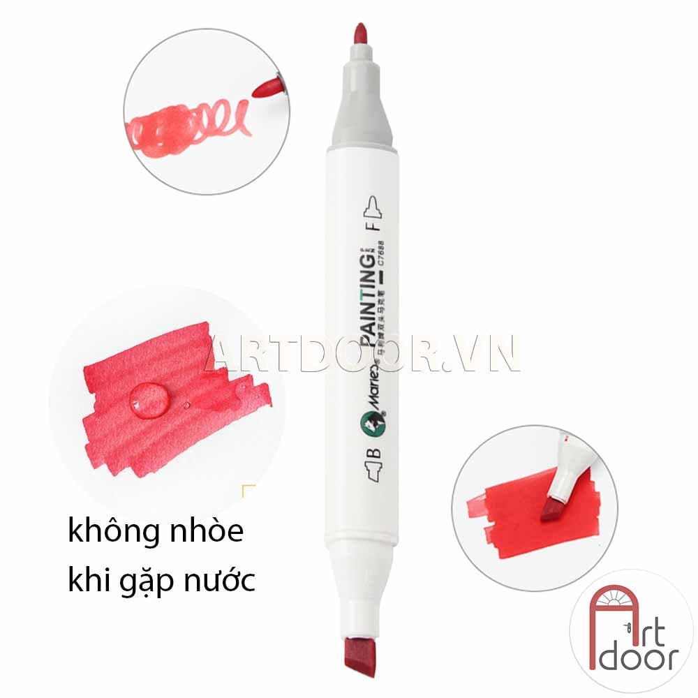 Bút Marker MARIES hai đầu cây lẻ (full) - [xả kho]