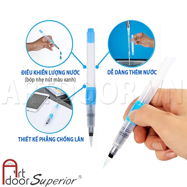 Cọ vẽ bơm nước SUPERIOR Waterbrush vẽ màu nước tiện lợi